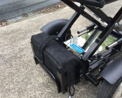 CTS350 relocated battery in custom bag for twin motor conversion